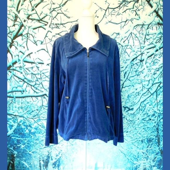 White Stag Jackets & Blazers - White Stag Blue Velour Jogging Jacket Size XL